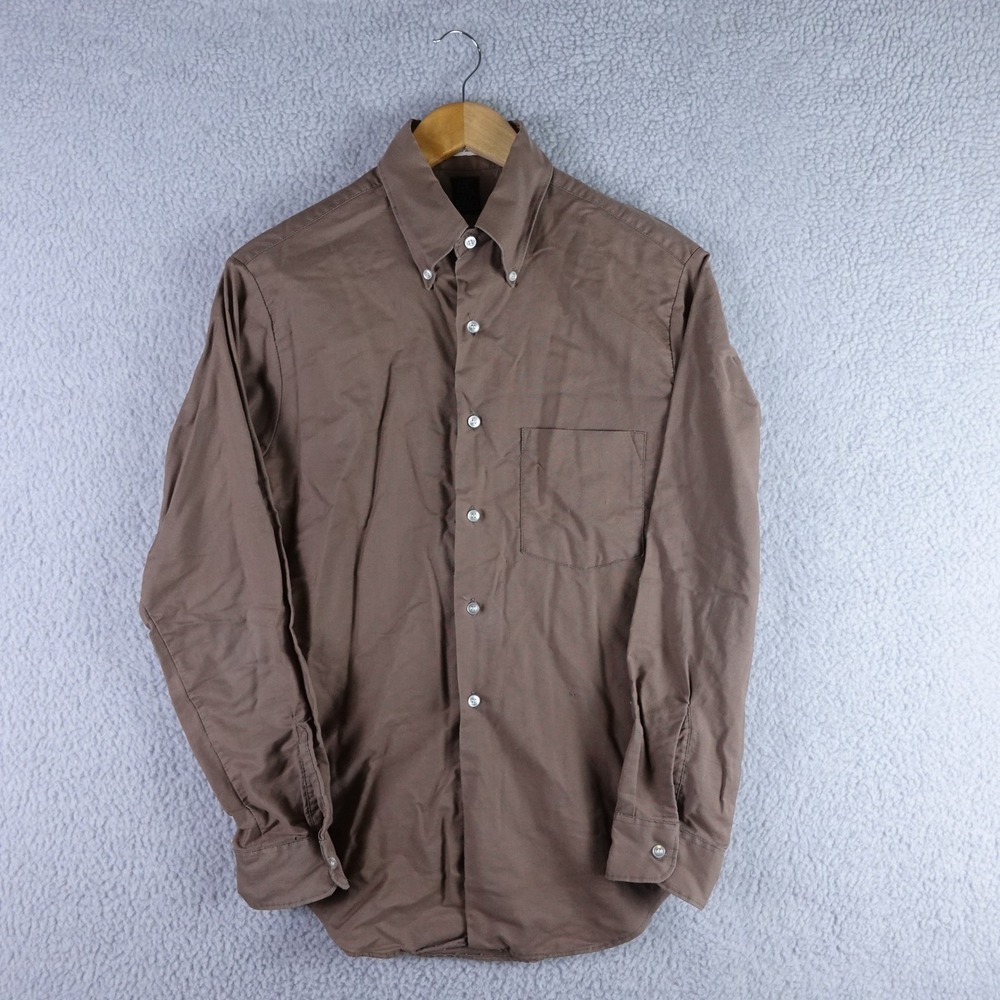 Vintage 50s 60s Ivy Brent Montgomery Ward Brown Button Down Shirt Mens M
